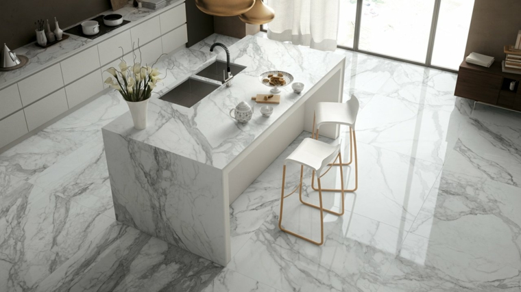 Pisos de marmol blanco carrara cocina | Elegancia en Piedra: Explorando las Vanguardias del Mármol en el Diseño Interior